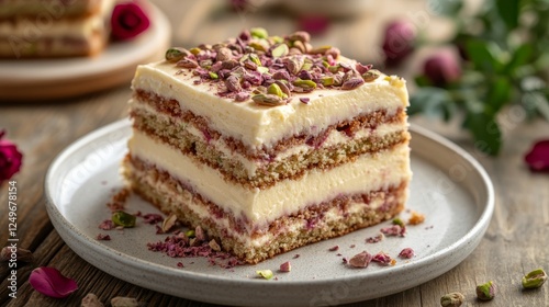 Wallpaper Mural This exquisite image showcases a multi-layered cake garnished with nuts and decorative toppings, representing elegance and artistry in baking that tempts the senses for dessert lovers. Torontodigital.ca