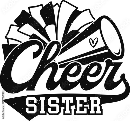 Cheer sister megaphone and pom pom SVG