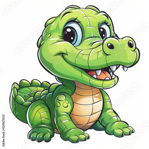 Isolated crocodile cutout on a white background for creative and educational uses