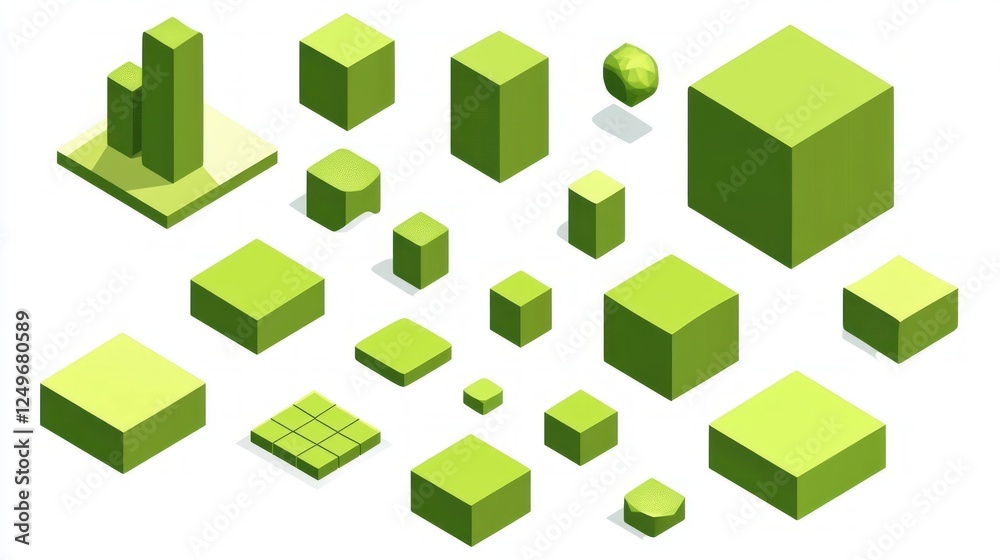 bundle green colour professional graphic design element 2d isolated with white background bundle green colour professional graphic design element 2d isolated with white background