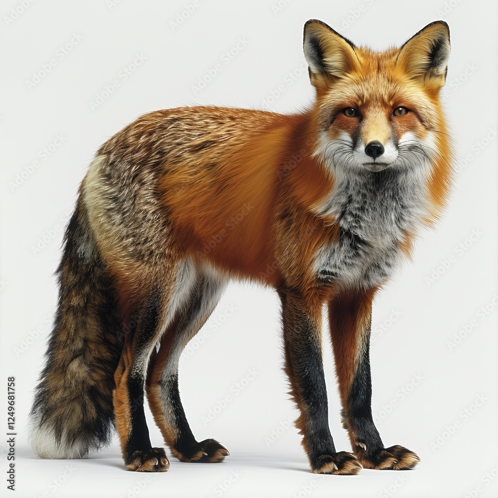 Fototapeta premium Isolated fox cutout on a pure white background for clean and elegant presentation