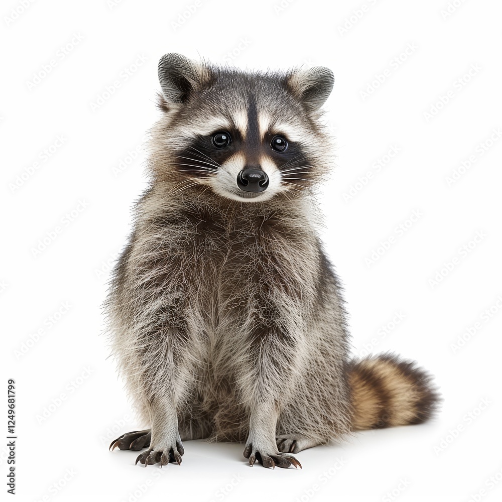 Fototapeta premium Raccoon isolated on a white background cutout