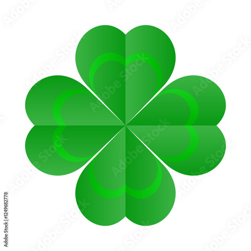 Four leaf clover vector icon isolated on transparent background