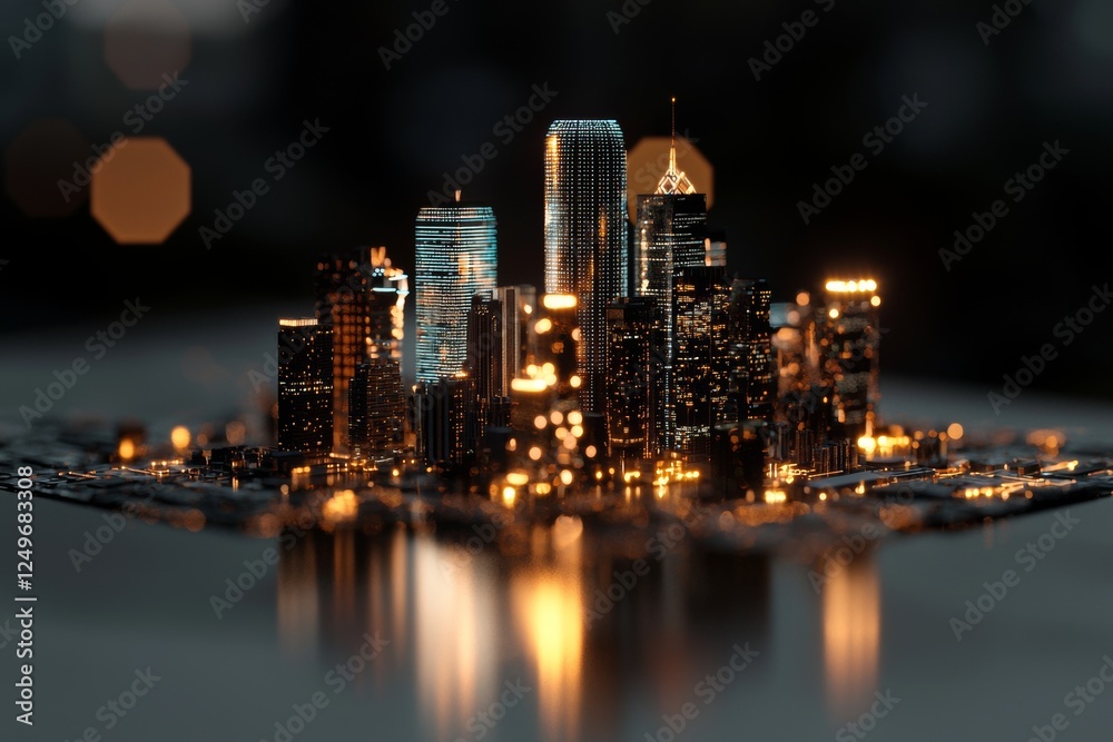 A futuristic diagram featuring a glowing wireframe of smart city backgrounds A futuristic diagram featuring a glowing wireframe of smart city backgrounds