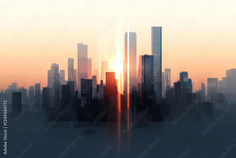 Fototapeta premium The architectural landscape of a commercial building located in the central town of the city