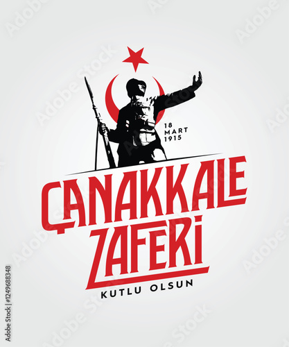 18 mart, Çanakkale zaferi ve Şehitleri anma günü, vector illustration. English translation ; (18 March, Canakkale Victory Day and martyrs Memorial Day Turkey celebration card.)