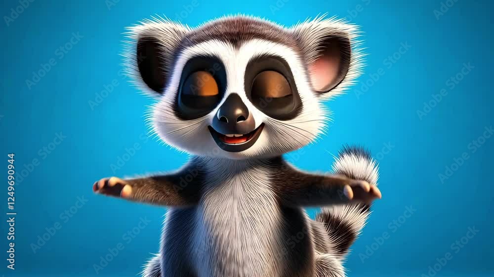 Cute Cartoon Lemur Animal Character Talking Loop Cute Cartoon Lemur Animal Character Talking Loop