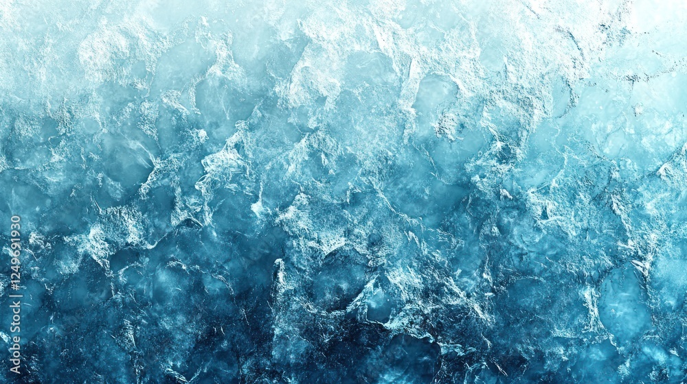 Obraz premium Bright cyan-blue textured surface resembling frozen ice, enhanced with a grainy gradient for modern banners