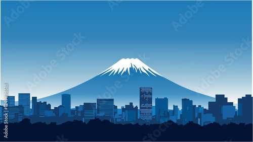 The Rising Fuji  Majestic Mountain Above Tokyo's Skyline.eps