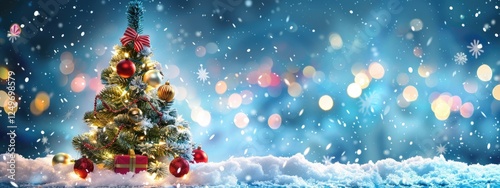 elegant Christmas written in the middle of the background with tree and stars decoration on the side borders with text empty space isolated on the green red and white background lovely ultra view