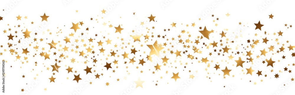 Banner with golden stars and crystals confetti on a gray background. Festive concept. Selective focus. Banner with golden stars and crystals confetti on a gray background. Festive concept. Selective focus.