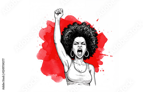 Political uprising and social revolution screaming loudly to be heard and ready for change - isolated on white