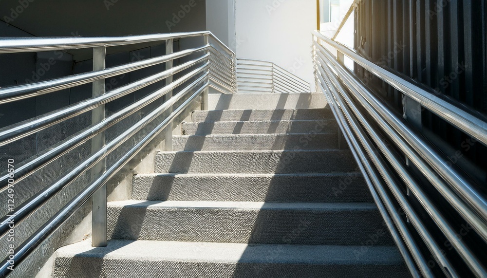 Fototapeta premium 계단 난간을 따라 길게 늘어지는 그림자