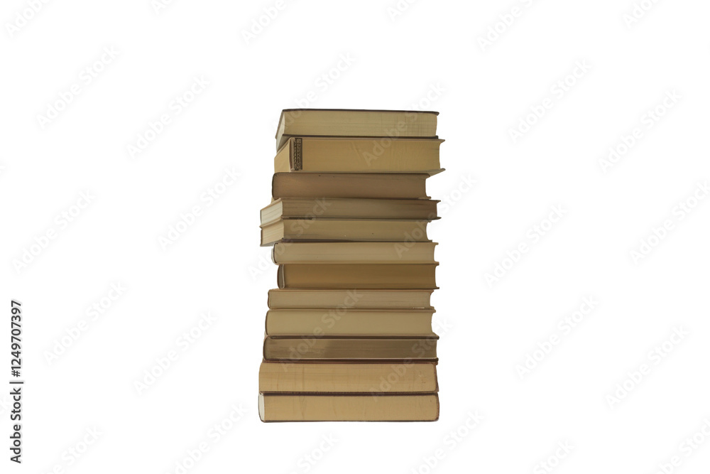 Organized Vertical Stack of Books in a Tall, Neat Pile Organized Vertical Stack of Books in a Tall, Neat Pile
