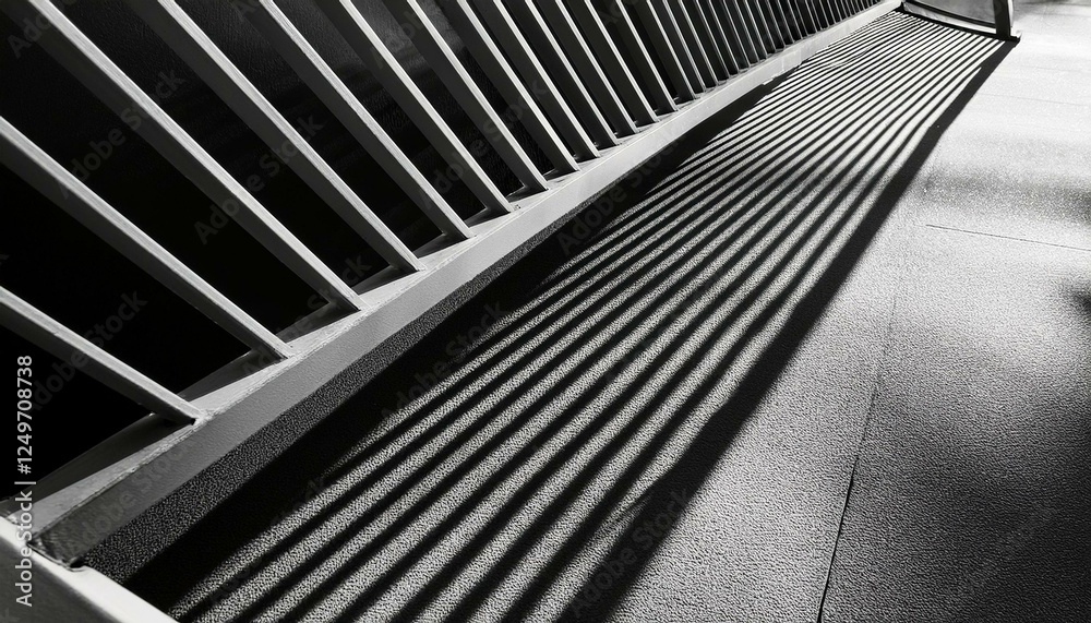 Obraz premium 계단 난간을 따라 길게 늘어지는 그림자