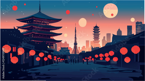 Red Lanterns and Pagodas  The Beauty of Senso-ji Temple in Asakusa.eps