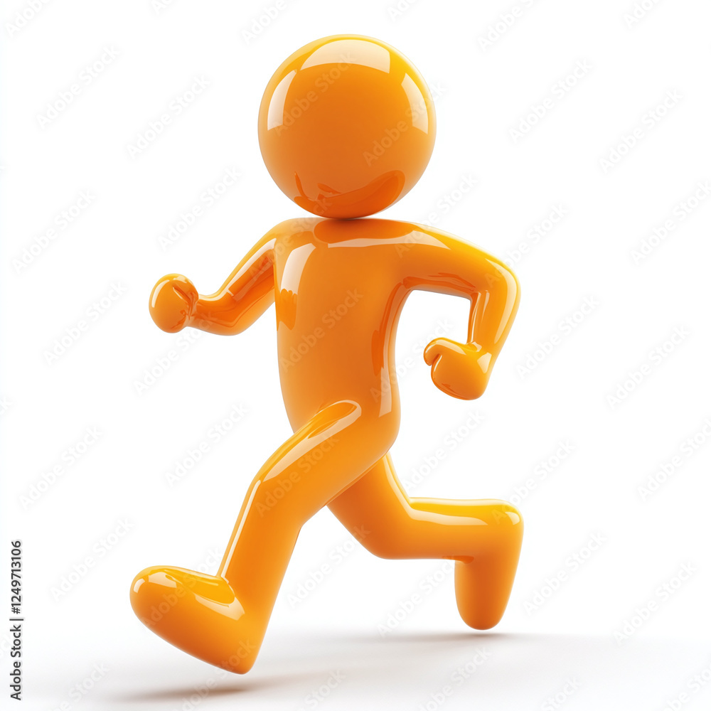 3d icon of orange running figure isolated on white background. 3d icon of orange running figure isolated on white background.