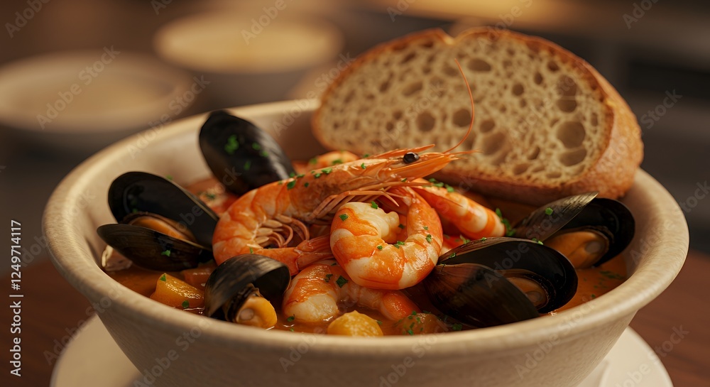 Delicious Seafood Stew with Mussels, Shrimp, and Crusty Bread Delicious Seafood Stew with Mussels, Shrimp, and Crusty Bread