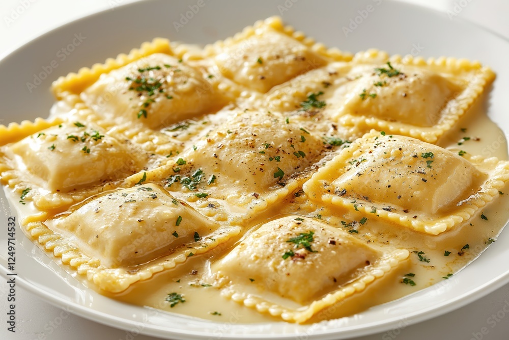 Square Ravioli with Creamy Sauce, Parsley, and Parmesan Square Ravioli with Creamy Sauce, Parsley, and Parmesan