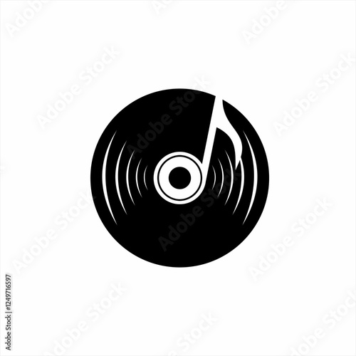 Music disc logo design with musical notation.