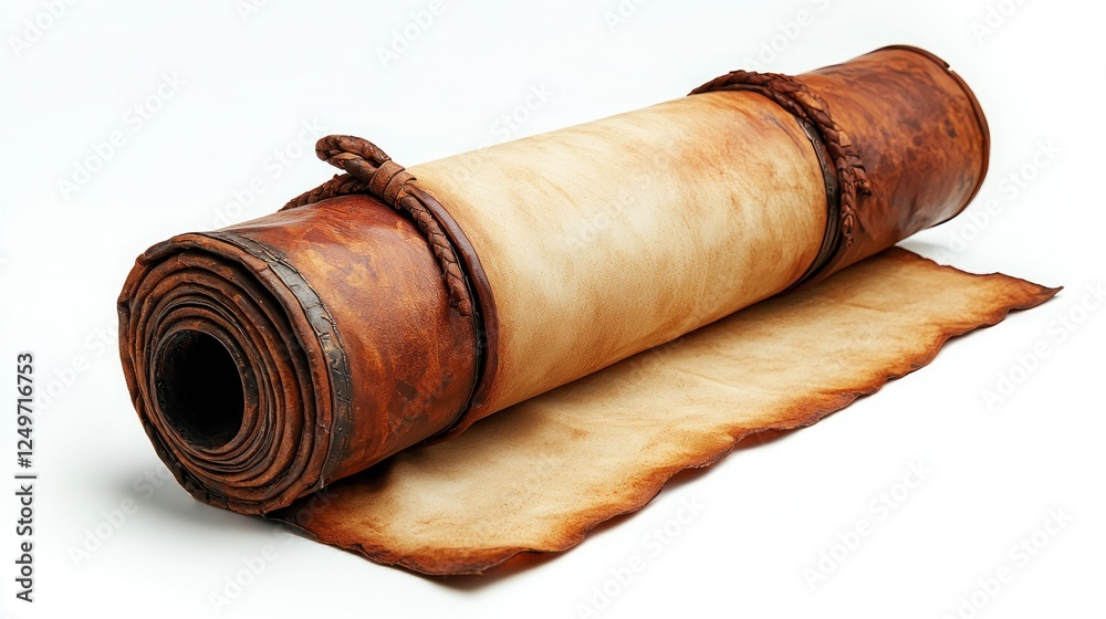 Antique rolled parchment scroll on white background Antique rolled parchment scroll on white background