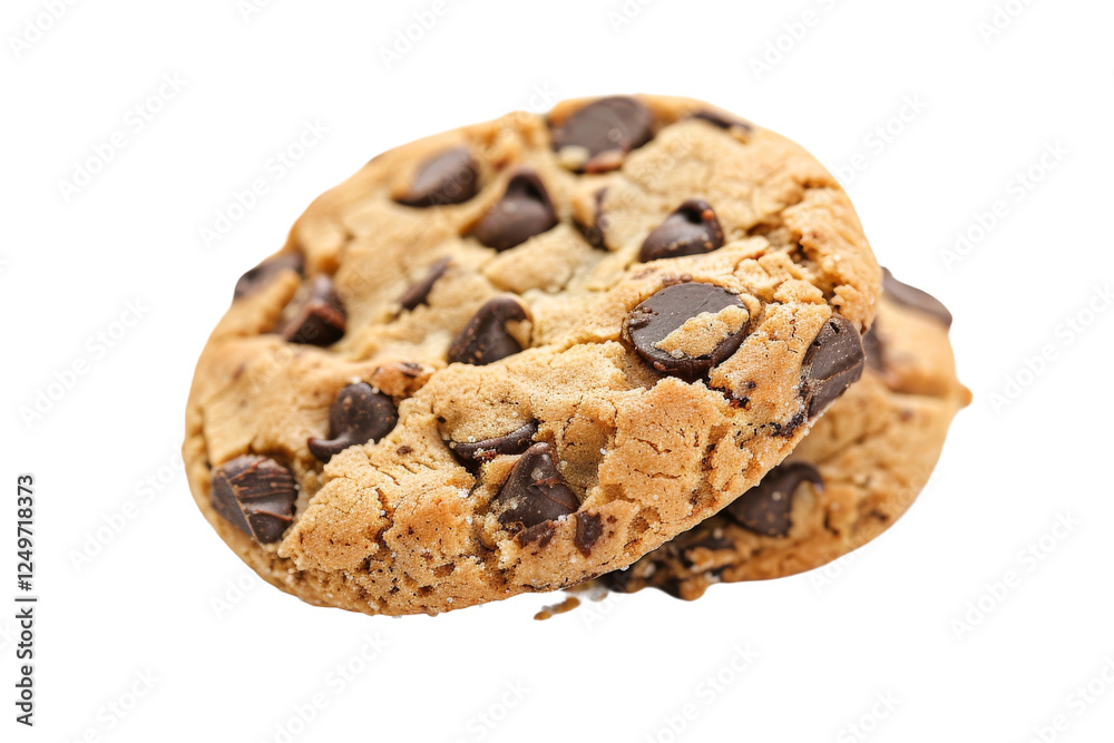 Delicious chocolate chip cookie with melted chocolate chips and a crispy, buttery texture isolated on transparent background Delicious chocolate chip cookie with melted chocolate chips and a crispy, buttery texture isolated on transparent background