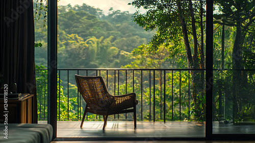 Modern Balcony With Lush Forest View