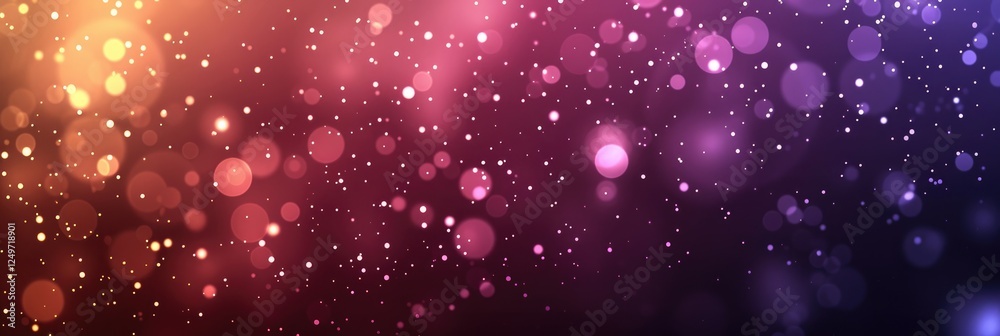 Fototapeta premium Abstract background of sparkling lights and bokeh effect in shades of purple and blue, conveying a sense of fantasy or cosmic scenery.