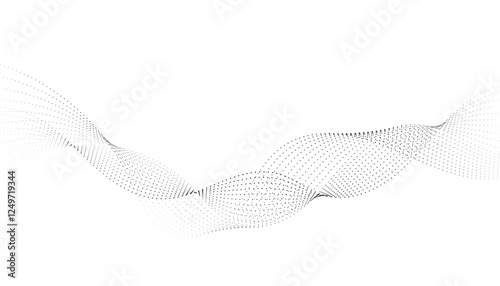 Abstract wavy card or poster. Halftone small dots background.