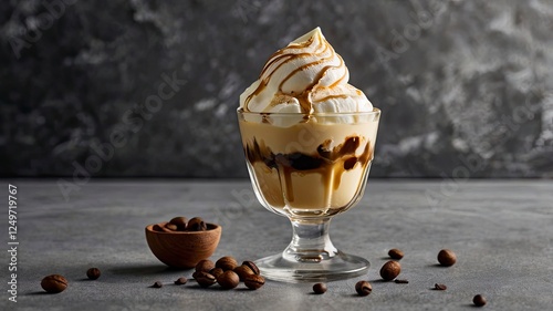 Delicious affogato-style coffee served in a clear glass