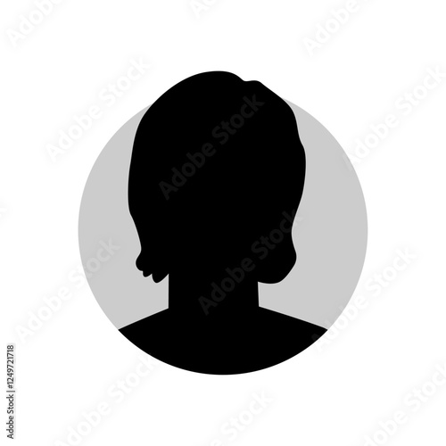 Vector flat illustration in black color. Icons of man and woman. Avatar, user profile, person icon, profile picture. Suitable for social media profiles, icons, screensavers and as a template.