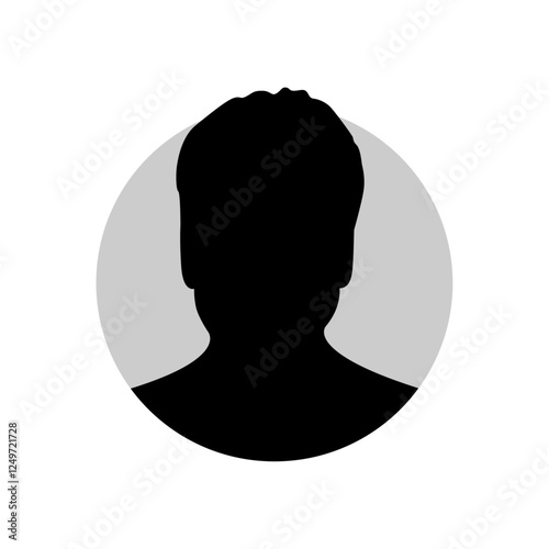 Vector flat illustration in black color. Icons of man and woman. Avatar, user profile, person icon, profile picture. Suitable for social media profiles, icons, screensavers and as a template.