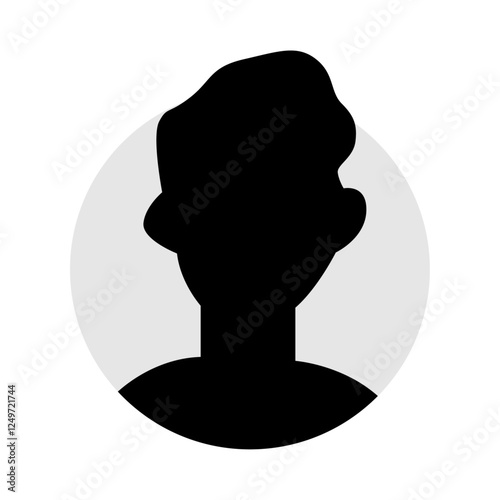 Vector flat illustration in black color. Icons of man and woman. Avatar, user profile, person icon, profile picture. Suitable for social media profiles, icons, screensavers and as a template.