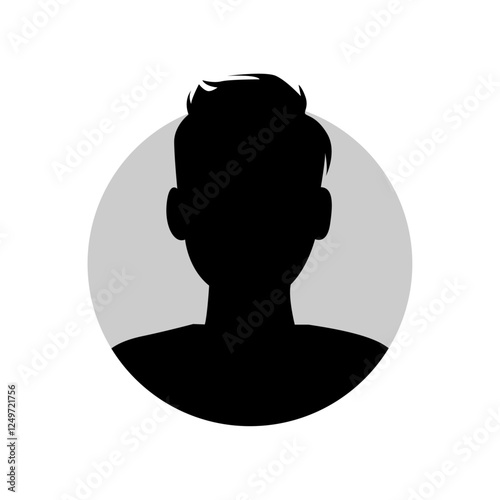 Vector flat illustration in black color. Icons of man and woman. Avatar, user profile, person icon, profile picture. Suitable for social media profiles, icons, screensavers and as a template.