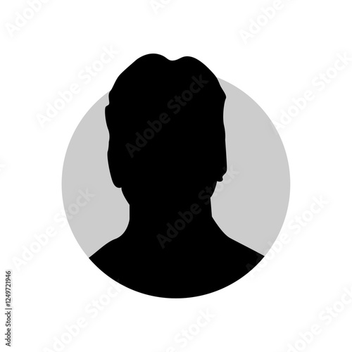 Vector flat illustration in black color. Icons of man and woman. Avatar, user profile, person icon, profile picture. Suitable for social media profiles, icons, screensavers and as a template.