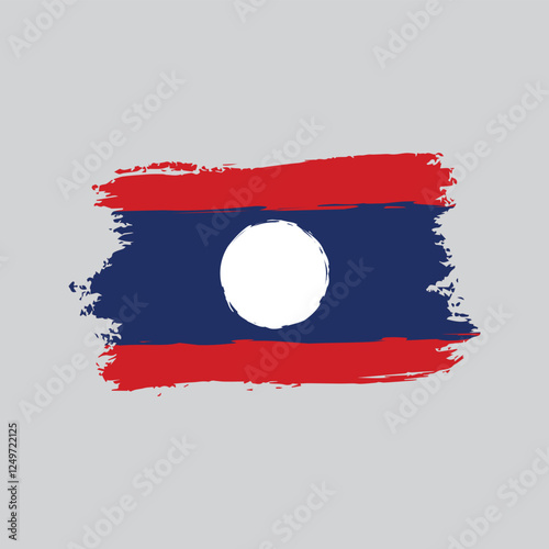 Flag of the laos in brush shape frame.eps