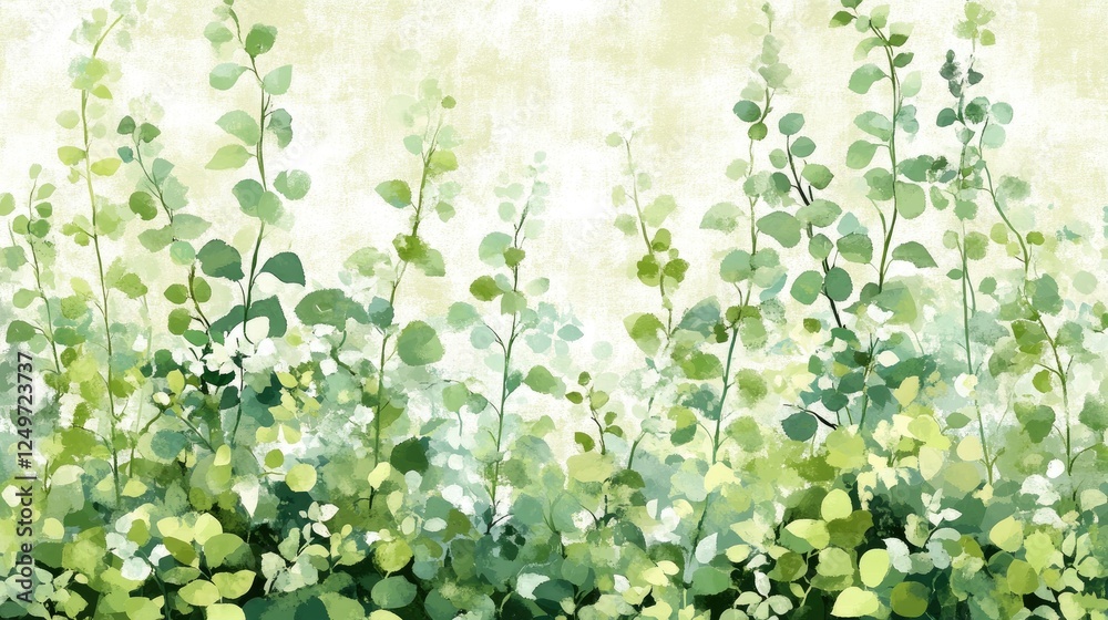 Serene Green Foliage: Abstract Nature Painting Serene Green Foliage: Abstract Nature Painting