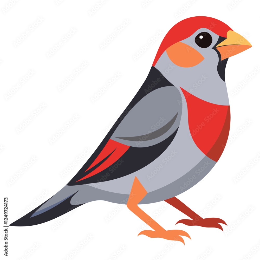 Fototapeta premium Finch Bird Vector Illustration – Cartoon, Clipart & Line Art on White Background, High-quality finch bird vector illustration, clipart, and line art design on a white background.
