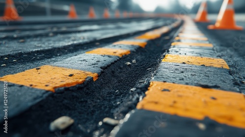 Abstract road repair background. Pavement renewal. Updating the road surface. photo