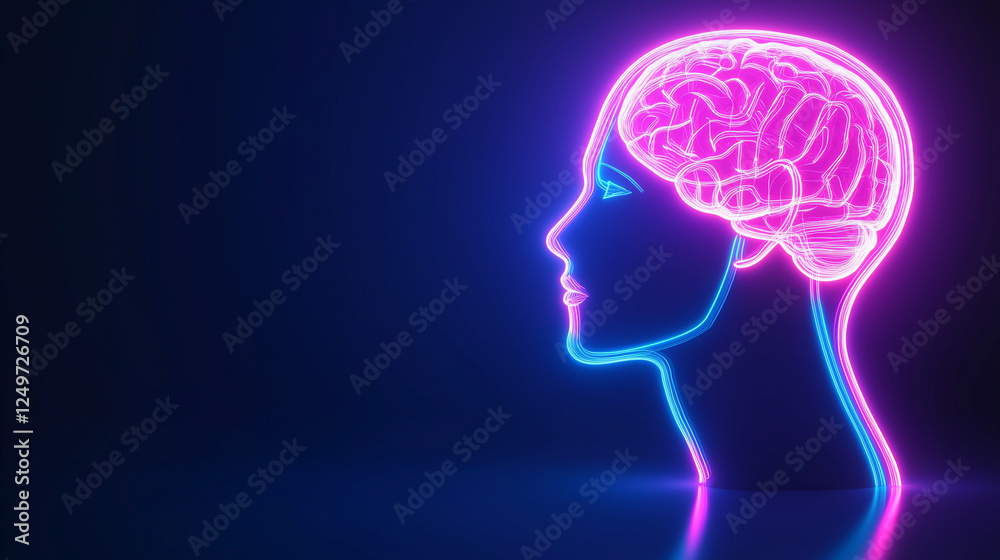 A minimalist head icon illuminated by a bright neon glow, casting a sleek and modern aesthetic. The neon effect adds depth and dimension to the simple design, ideal for tech, gamin A minimalist head icon illuminated by a bright neon glow, casting a sleek and modern aesthetic. The neon effect adds depth and dimension to the simple design, ideal for tech, gamin