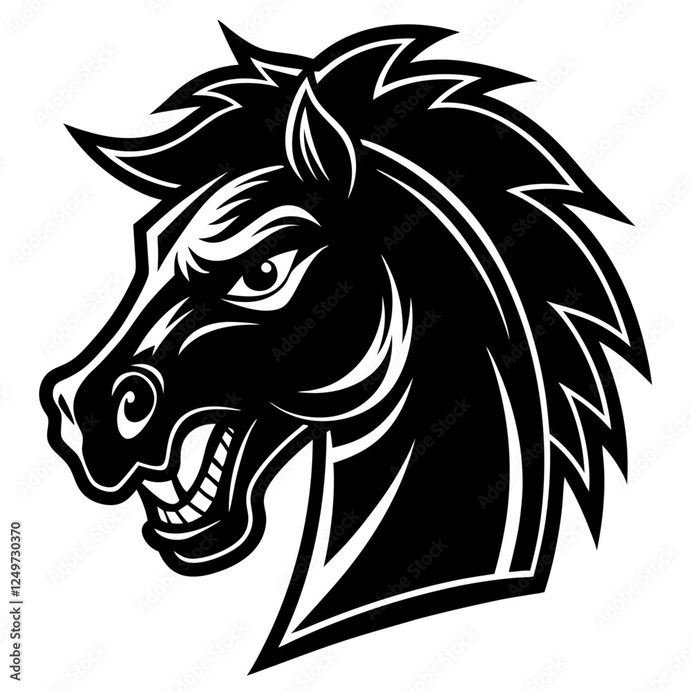 Obraz premium Horse Animal Vector Illustration – Cartoon, Clipart & Line Art Design on White Background, High-quality horse vector illustration, cartoon, clipart & line art design on a white background.