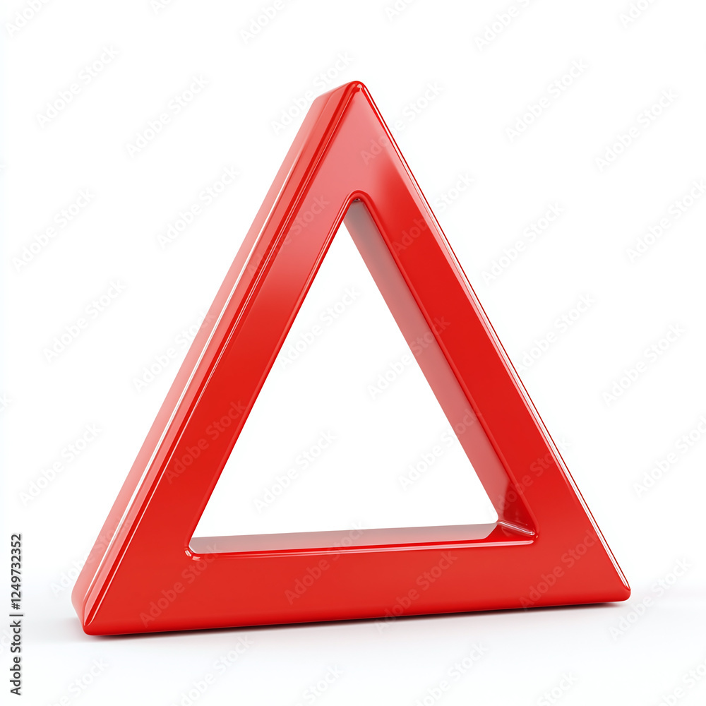 3d icon of red triangle isolated on white background. 3d icon of red triangle isolated on white background.