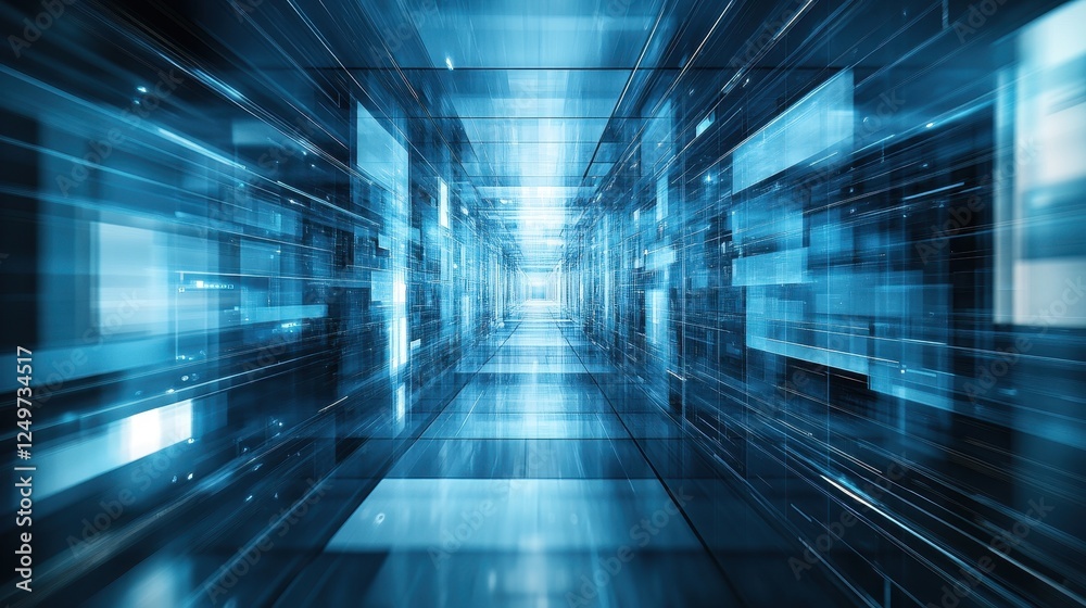 Abstract digital corridor; data flow; technology; background; website banner Abstract digital corridor; data flow; technology; background; website banner