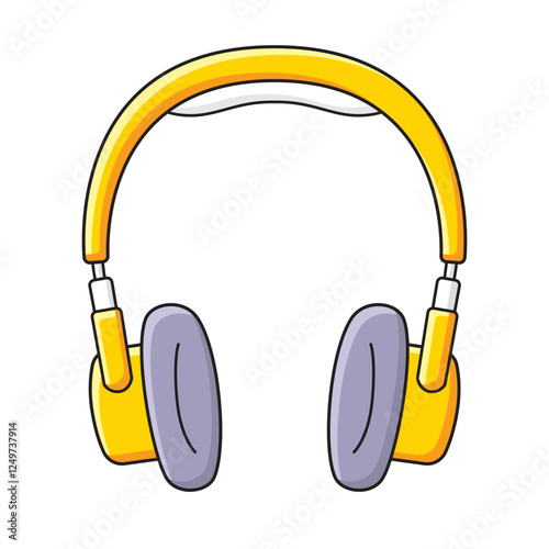 Yellow headphones isolated vector illustration