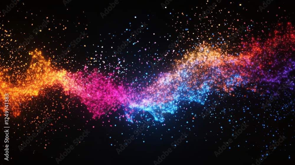 Naklejka premium Abstract Colorful Particle Design - Vibrant Geometric Shapes