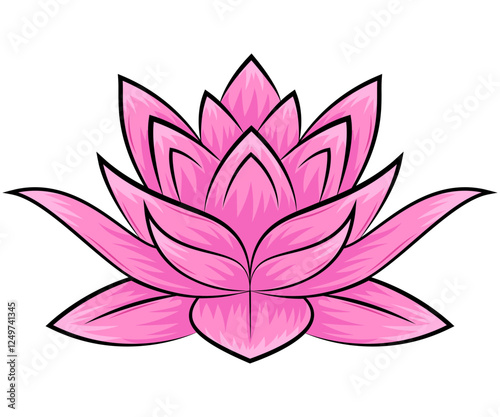 Lotus flower leaves hand drawn botanical floral illustration