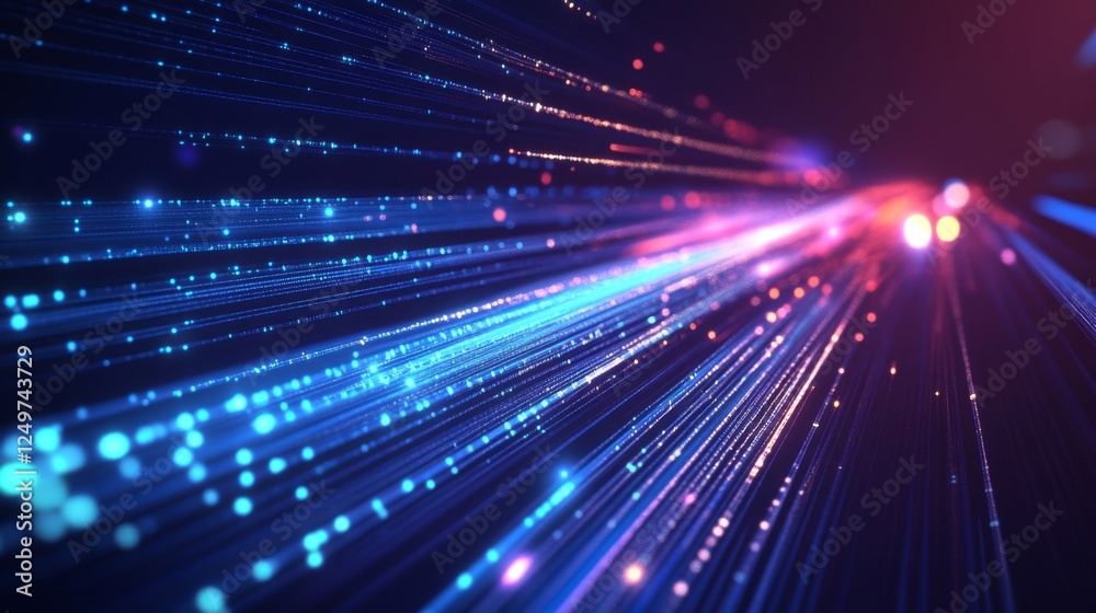 Obraz premium Abstract Glowing Lines Digital Art - Futuristic Network Design