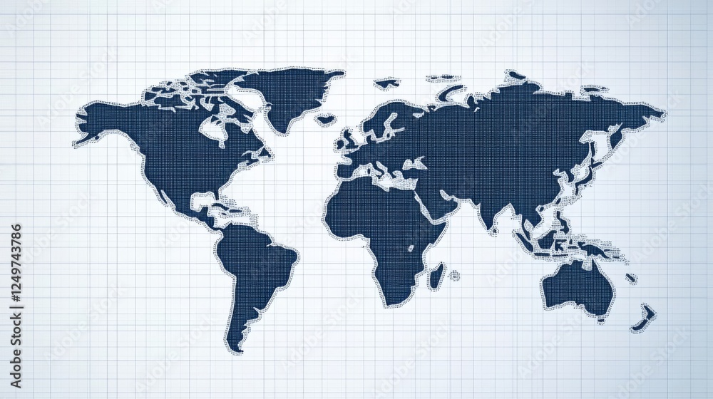 Detailed World Map Graphic Design with a Modern Style Detailed World Map Graphic Design with a Modern Style