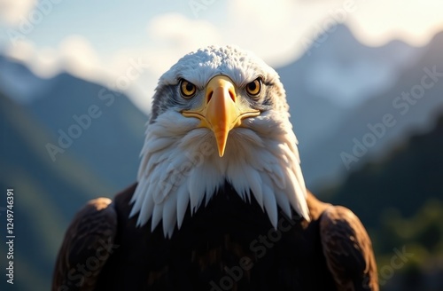 Majestic Bald Eagle with Intense Golden Eyes. World Wildlife Day photo