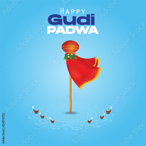 Happy Gudi Padwa Festival, festival for traditional New Year for Marathi and Konkani Hindus celebrated in Maharashtra